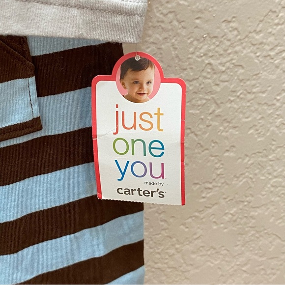 Just One You Coverall with Brown and Blue Stripes - Size 18m NWT - Picture 5 of 7